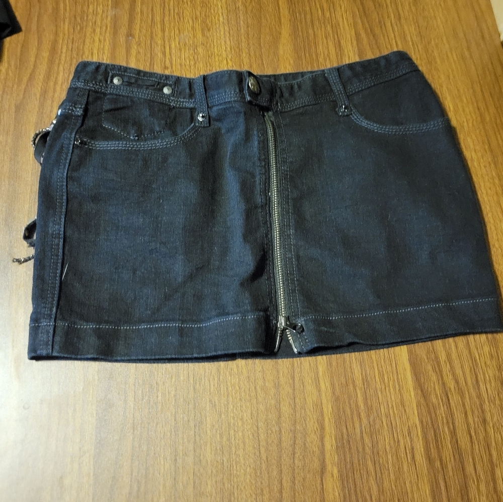 Black Denim Skirt zipup size 7